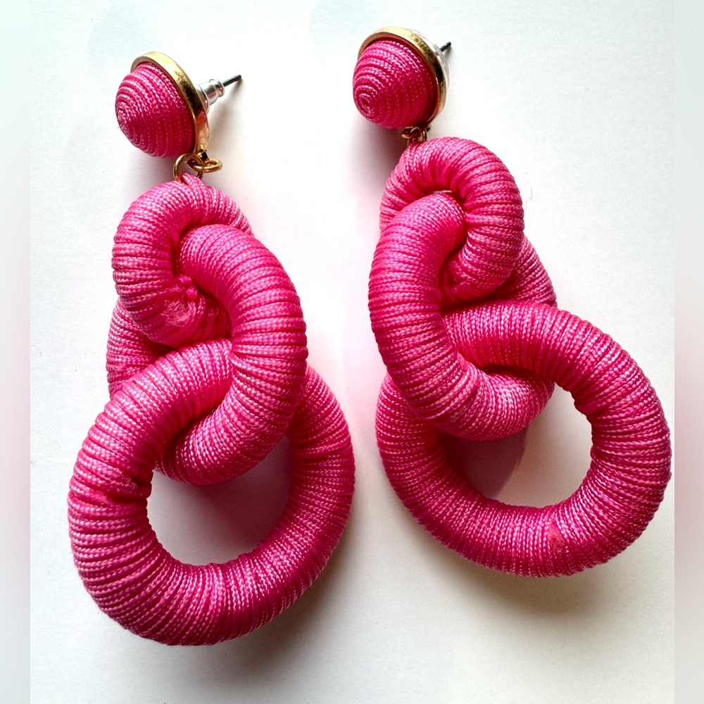 Pink Chain Hoops - Picture 2 of 2